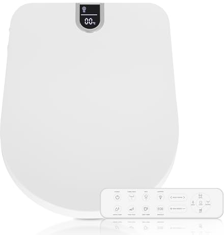 ARTETHYS Electronic Smart Bidet Toilet Seat with Warm Air Drying, Heated Seat Bidet with Remote Control Self-Cleaning Nozzle Adjustable Warm Water Power Saving, D/U Shape