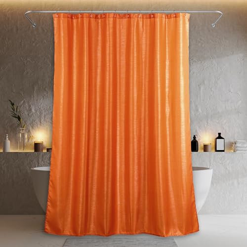 Burnt Orange Glitter Shower Curtain: Sparkle Bling Shiny Metallic Shimmer Shower Curtain for Bathroom - Anti Mould Water Repellent Washable Polyester Shower Curtain for Wet Room - 183 x 183cm Drop