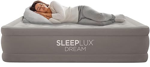 SLEEPLUX Dream Luxury Twin Air Mattress, Built-in Dual Pump, Stays Inflated All Night, 18” Double-High Blow-Up Airbed with Coil Beams, for Guests, RV Camping & Home, 1-Year Warranty