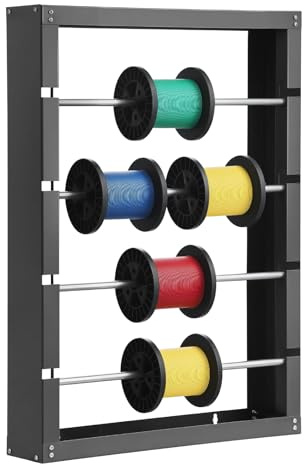 VEVOR Wire Spool Rack, 4 Adjustable Rods, Cold-Rolled Steel Wire Spool Holder Wall Mounted for Multi-Spools, Wiring Storage, 150 lbs Capacity Cable Dispenser, for Electrical Industrial Retail Use