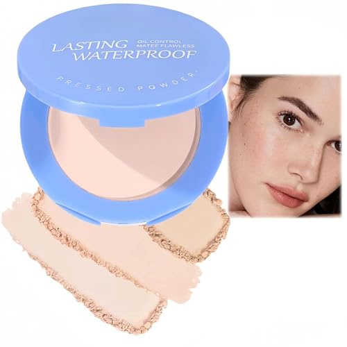 Matte Oil Control Pressed Powder for Mature Skin - Waterproof & Long-Lasting Translucent Setting Powder - Pore-Blurring Lightweight Makeup in Natural Beige Shade with Mirror