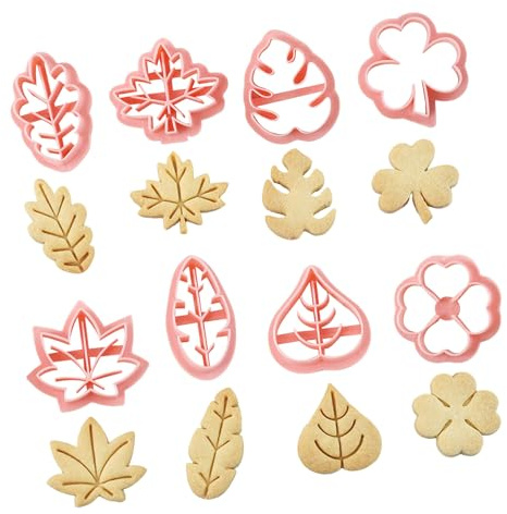 Hojas Cortadores De Galletas, Molde Decorador Para Masa De Tarta, Molde Flexible Para Arcilla, 8 Piezas Sellos Para Repostería Y Pasta De Azúcar