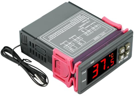 Temperaturfühler RUIZHI Temperaturregler mit Temperaturfühler Sensor Sonde, AC 110–220 V Digitaler Thermostat Heizung Kühlregler Für Kühlschränke, Warmwasserbereiter, Inkubatoren