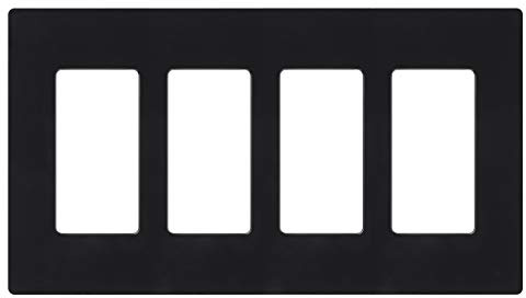 Lutron Claro 4 Gang Decorator/Rocker Wallplate, Gloss, Black (1-Pack) | CW-4-BL