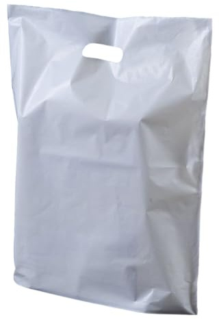 Lot de 100 grands sacs de transport en plastique Blanc 38 x 46 cm + 7 cm