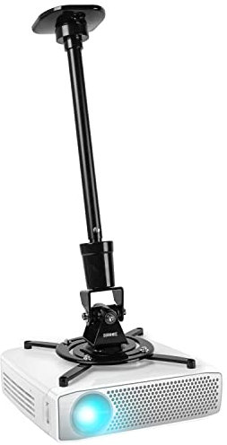 Duronic Projector Mount Stand for Ceiling or Wall Bracket PB02XL | 10kg Capacity | Extendable Universal Adjustable Clamp | Tile Swivel Rotate | Black