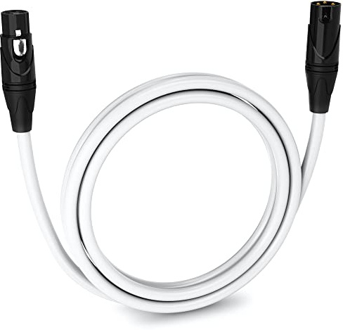 LyxPro 6 Feet XLR Microphone Cable Balanced Male to Female 3 Pin Mic Cord for Powered Speakers Audio Interface Professional Pro Audio Performance and Recording Devices - White
