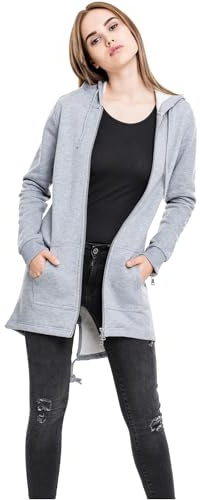 URBAN CLASSICS Ladies Sweat Parka, chaqueta larga con capucha, sudadera con cremallera, apertura delantera, distintos colores, tallas XS - 5XL