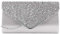 MEGAUK Damen Clutch Glitzer Elegant Abendtasche Glänzend Handtasche Envelope Tasche Strass Unterarmtasche mit Kette für Hochzeit Wedding Prom Party (Mode Silber)