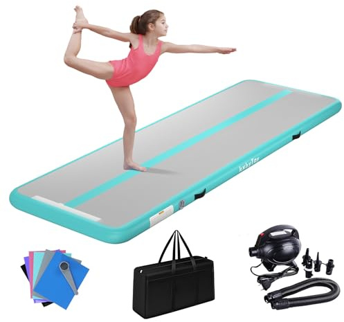 Air Mat Tumble Track 4 inches Thickness Inflatable Gymnastics Mat for Home Use/Training/Cheerleading/Yoga 10/13/16/20ft With Electric Air Pump