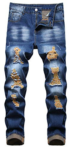 Qimyum Slitna jeans för män, smal passform, denimbyxor med raka ben, 54
