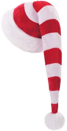 CITÉTOILE Weihnachtsmütze Verlängerte Erwachsene mit Streifen,Plüsch Weihnachtsmütze für Herren und Damen, Santa Clause Mütze für Weihnachtsfeier,Neujahr,Feiertage,Partyzubehör