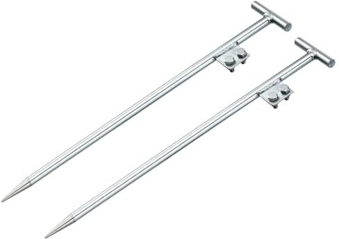 sourcing map 2pcs Asta di terra zincato a freddo Pin di messa a terra 0,7 m a forma di T piastra di saldatura doppio foro di messa a terra palo per antenna parabola satellitare recinzione elettrica