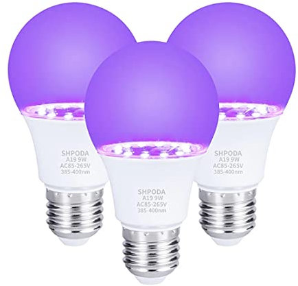 Wresetly 3 Stück 10 W Ultraviolet UV Leuchtmittel, fluoreszierend, UV-Lampe, schwarz, blaues Licht, E26, 110 V, 220 V, für DJ, , Dekoration