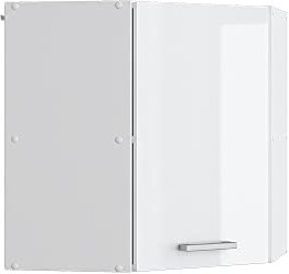 Vicco Hängeschrank R-Line, Weiß Hochglanz/Weiß, 57 cm Eckhängeschrank mit Tür