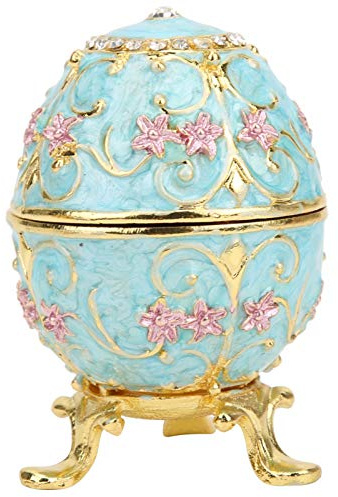 Ejoyous Joyero con Forma de Huevo de Fabergé, Joyero Estilo Huevo de Fabergé, Joyero con Forma de Huevo de Pascua Esmaltado para Pendientes, Anillos, Collares, Joyería única, Regalo Bgox