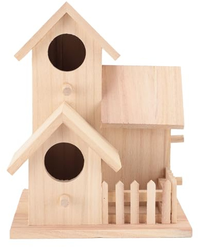 Nichoir à Oiseaux en Bois coloré en Rondins pour Maison D'observation des Oiseaux, Décoration en Bois pour Villa, Ameublement D'extérieur, Kits D'architecture Décorés d'oiseaux