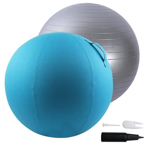 IGTOPS Pelota de asiento de tela de 65 cm, funda protectora para pelota de yoga, muebles ergonómicos para oficina y oficina en casa, color sólido, algodón, cubierta de pelota de yoga, cómoda y