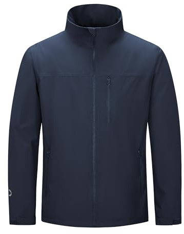 Outdoor Ventures Men's Lightweight Softshell Jackets Waterproof Golf Jacket | Casual Breathable Walking Jackets Windbreaker Stand-Up Collar & 4 Pockets, Velvet Lined Outdoor Jacket Coats Hiking, Cycling