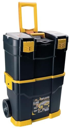 INTEC - Serva per attrezzi mobile - 2 scomparti modulabili Cassetta degli attrezzi 2 ruote carico 70 kg Trolley