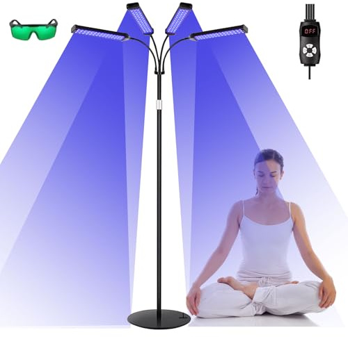 Solarium pour la maison, lampe de bronzage 660 nm et 850 nm avec 540 LED, hauteur et angle réglables, réglages de l'heure, 5 niveaux de luminosité, 3 modes, lumière du jour pour le corps et le visage
