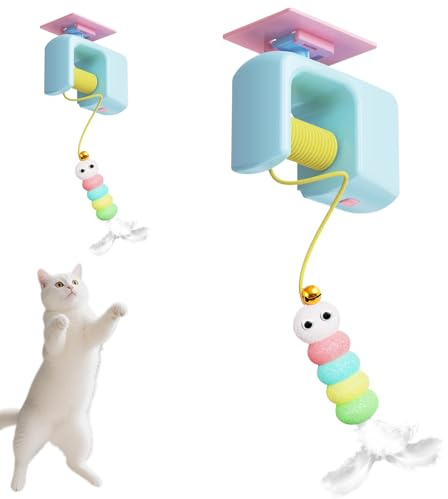Penlimly Juguete para gatos de puerta, colgante para interiores, juguete retráctil para gatos, accesorios de entrenamiento, suministros de entretenimiento para mascotas, para interiores y exteriores