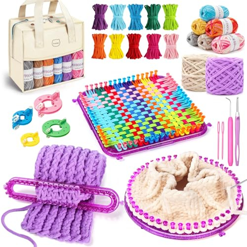MIAOKE Kit de Tissage 633 Pièces Avec Pomponneur, Kit De Tricot