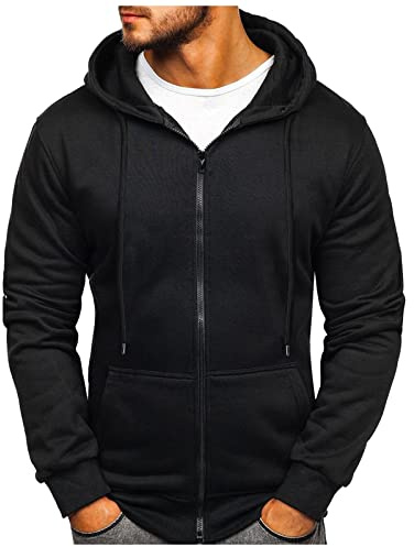 ZTBKW Hoodie herr dragkedja tunn – fritidsjacka herr sportig lätt, långärmad gosig jacka hoodie med dragsko dragkedja fritidsjacka övergång herrjacka basic sweatjacka elegant löparjacka