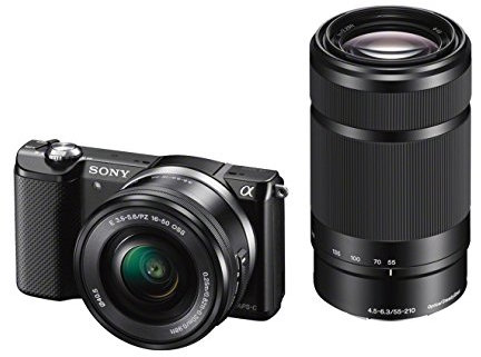 Sony ILCE-5000Y - Cámara Evil de 20.1 MP (Pantalla articulada 3, estabilizador, vídeo Full HD, WiFi), Color Negro - Kit con Objetivos 16-50mm f/3.5 OSS y 55-210 f/4.5