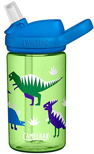 CAMELBAK Eddy+ Kids Bottle - Cool Dinosaurs, 400ml / Safe to Drink BPA Free Reusable Straw Sip Cup Boy Girl Infant Children Child Water Juice Flask Eco Environmentally Friendly Plant Based Plastic