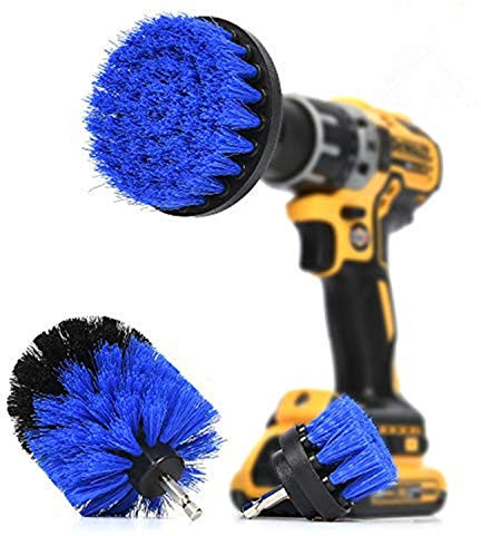 ORIGINAL Drill Brush 360 Attachments 3 pack kit -Blue All purpose Cleaner Scrubbing Brushes for Bathroom surface, Grout, Tile, Tub, Shower, Kitchen, Auto,Boat Fiberglass