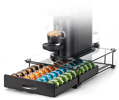 HiveNets Vertuoline Kaffeepads-Halter Sekuritglas Schublade für 40 Vertuo-Kapseln