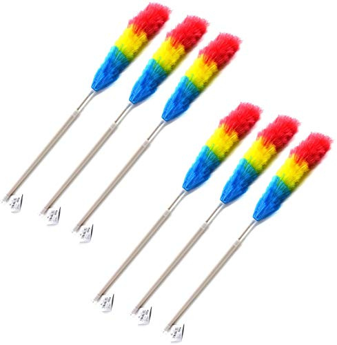 HAC24 6 Stück Teleskop Staubwedel Staubwischer Teleskopstiel Ausziehbarer Teleskopwedel Handstaubwischer Teleskopstab