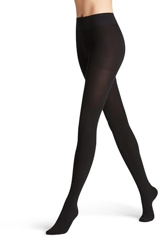 FALKE Womens Family W Sustainable Cotton Plain Tights, Black 3009, S-M UK