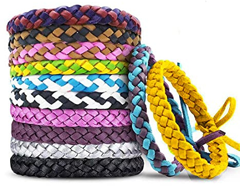 12 Pack Mosquito Repellent Bracelets, Individually Wrapped PU Leather Insect & Bug Repellent Wrist Bands for Kids & Adults Outdoor Camping Fishing Traveling