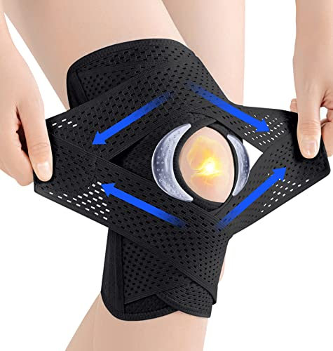 ProWaves Genouillère orthopédique pour homme et femme avec stabilisateurs latéraux - Genouillère orthopédique pour déchirure du ménisque, douleurs au genou, sport, arthrite, récupération réglable XXXL
