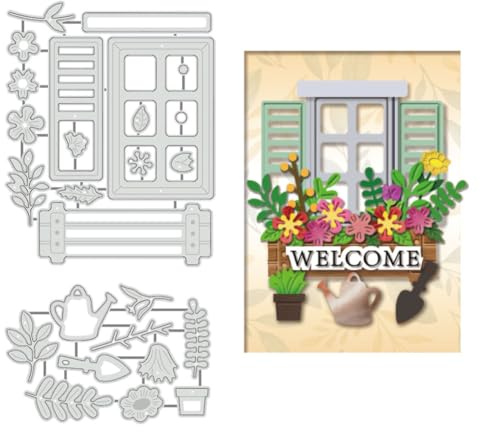 BENECREAT Troqueles de Corte para Jardín, Alféizar de Ventana, 2 Uds., Plantillas de Plantas para Macizos de Flores Y Ventanas, Plantillas Decorativas En Relieve para Álbumes,0.8mm de Espesor