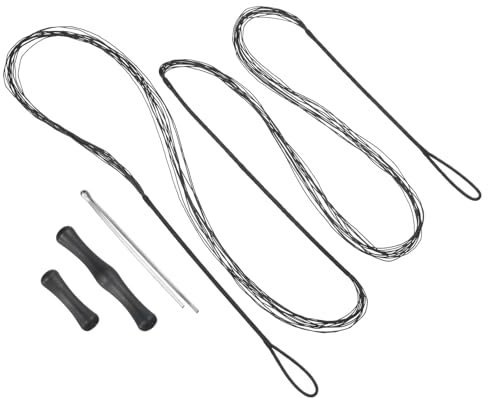 PATIKIL Bogenschnur Ersatz mit Bogensehne Fingerschutz Bogenschießen Bogensport Zubehör für AMO 68, 12 Stränge Traditionelle Recurvebogen Recurve Bogenschnur, Schwarz