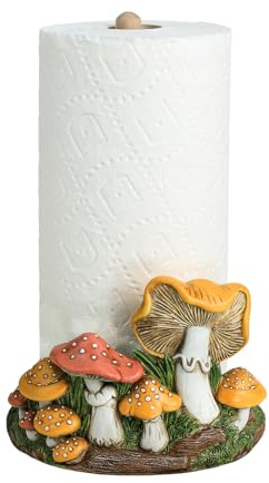 Bicuzat Cute Retro Mushroom Pattern Paper Towel Holder Stand, Resin Crafts Display for Kitchen Countertop, Cafe Western Restaurant Cake Shop Dessert Shop