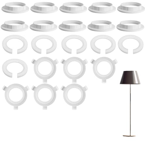22Pcs Set Lampshade Reducer Ring,Lamp Shade Reducer Ring Lamp Shade Adapter Ring,E27 to E14 Flat 6Pcs E27 to E14 Buckle Type 6Pcs E14 Snap Ring 10Pcs,Replacement Lampshade Adapter Rings White Adapters