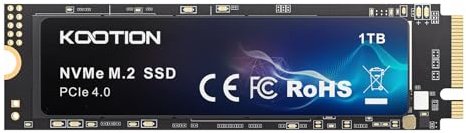 KOOTION Internal SSD M.2 PCIe Gen4 NVMe SSD 1TB de Alto Rendimiento Disco Duro SSD de hasta 5000MB/s Compatible con PC portátiles y de sobremesa-Negro