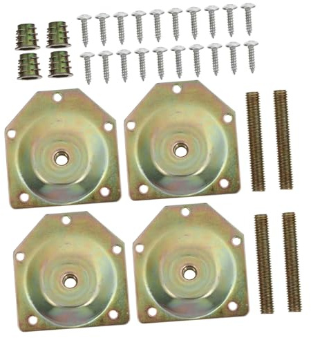 Veemoon Furniture Leg Mounting Plates and Connector Pads Screws, 70x67x1.2mm Angled Zinc-plated Steel, Sofa and Table Leg Repair Kit, 4pcs Set for Heavy Duty Furniture
