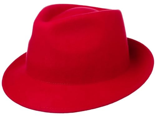 Lipodo Chapeau en Feutre Uni Trilby Femme/Homme - Made in Italy pour Homme Fedora Laine Automne-Hiver Hiver - XL (60-61 cm) Rouge
