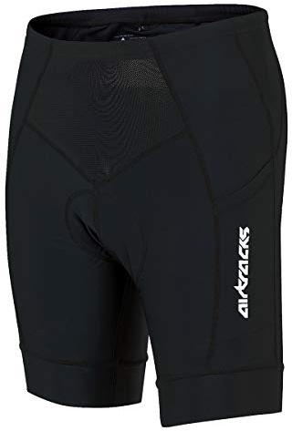 Airtracks Herren Fahrradhose Kurz Radhose Pro Kurze MTB Radlerhose Mountainbike 3D Coolmax Gepolstert Atmungsaktiv Reflektoren S M L XL XXL XXXL XXXXL 3XL 4XL - schwarz - XL - Herren