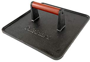 Cuisinart XL Cast Iron Grill Press, 10 x 10 Heavy-Duty Nonstick Smash Burger Steak Press with Wooden Handle, Perfect Grill Accessory Ideal for Grilling, Paninis, and BBQs