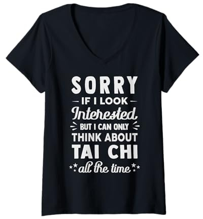 Womens Sorry If I Look Interested - Think About Tai Chi Funny V-Neck T-Shirt