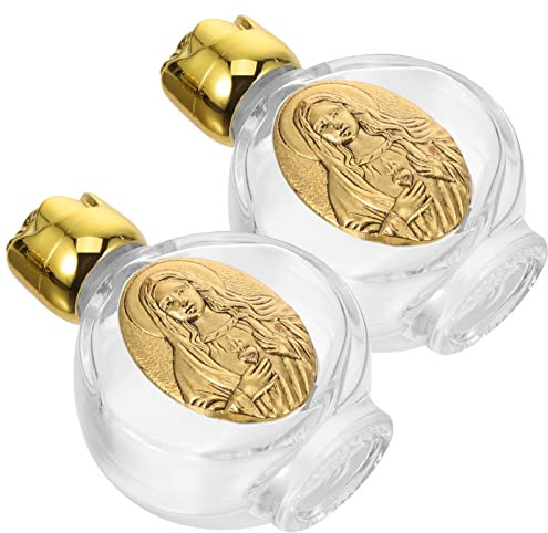 BESTonZON Contenant Religieux d'eau Bénite en Verre Catholique Chrétien Distributeur d'eau Bénite Parfum Clair D'huile Essentielle 2 Pièces pour Catholique Chrétien Baptême Partie