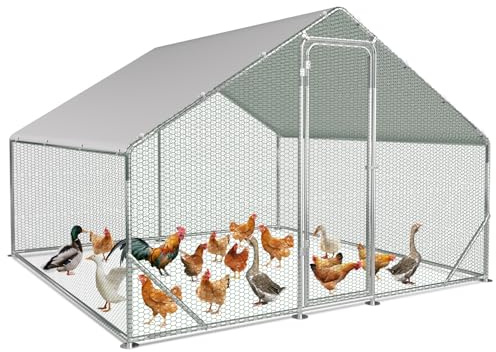 Sonnewelt Enclos en Acier galvanisé 3 x 3 x 2 m - Poulailler pour Petits Animaux - Toit - avec Protection Solaire et Porte pour Animaux de Compagnie