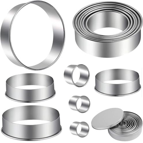 ELINKA Emporte Piece Cercle a Patisserie - 12PCS Emporte Piece Rond Cercle Patisserie Emporte pièces Cuisine pour Biscuits Pâtes à Sucre Gâteaux Cookie Cutter