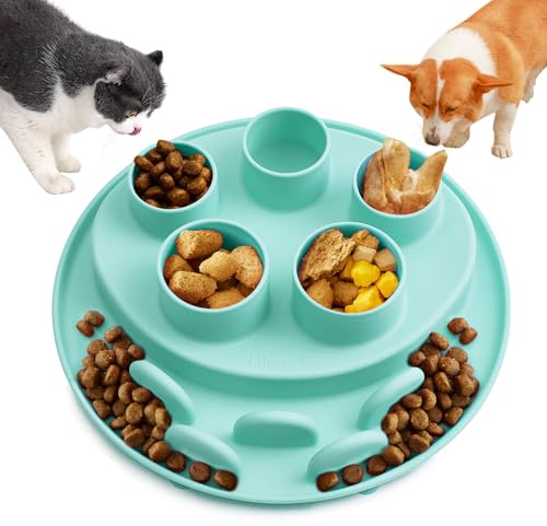 Puzzle Feeder Slow Feeder, Interactive Cat Puzzle Toy for Mental Stimulation, Silicone Cat Enrichment Toys, Reduces Boredom and Trains Intelligence, Green